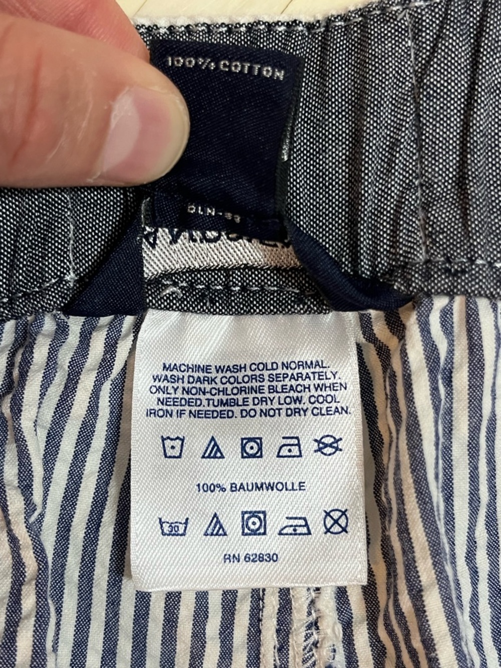 Lands' End Navy and White Vertical Striped 100% Cotton Pants size 16W - Picture 4 of 11